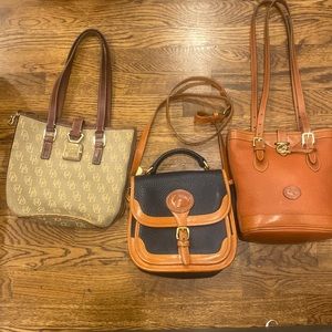 3 purse bundle DOONEY & BOURKE vintage leather handbags logo